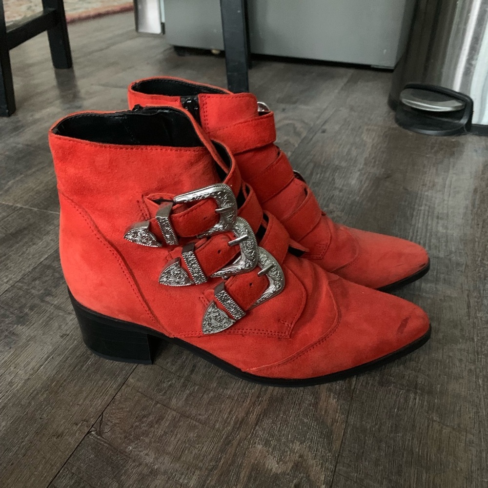 ASOS red/orange western style Booties
